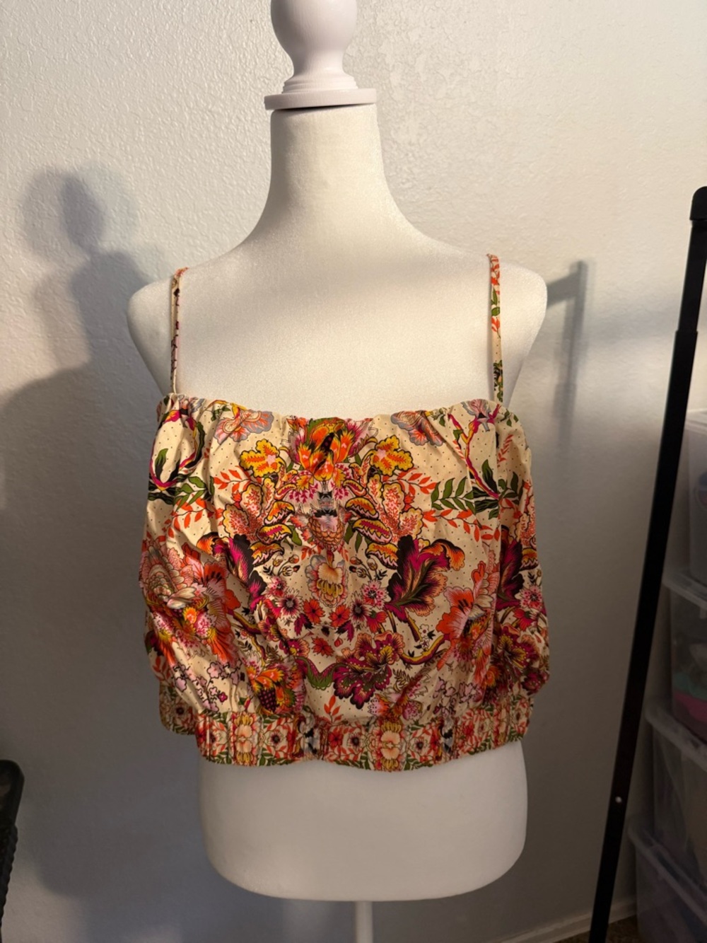 A Loves A Cropped Camisole Top Boho Chic Floral Festival XL NWT
